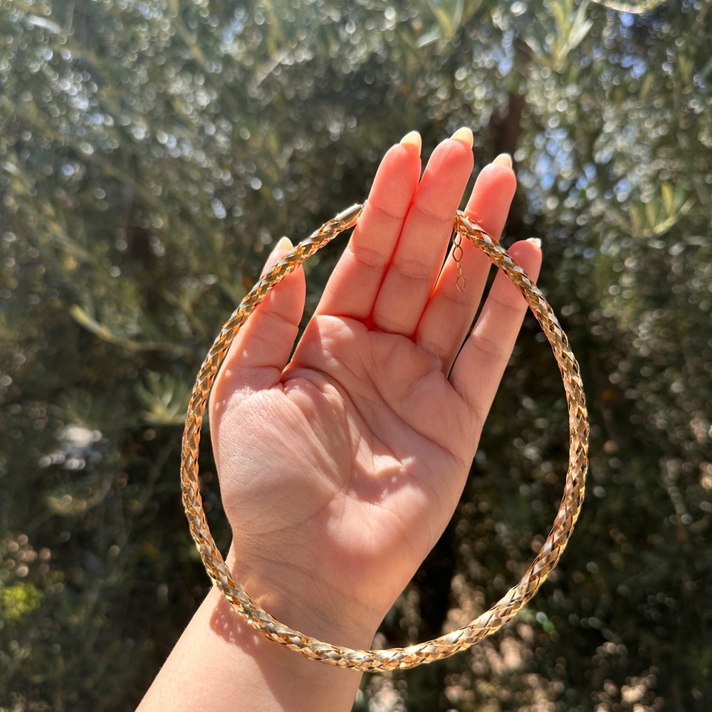 Gold Braided Necklace Choker Made in Italy 925